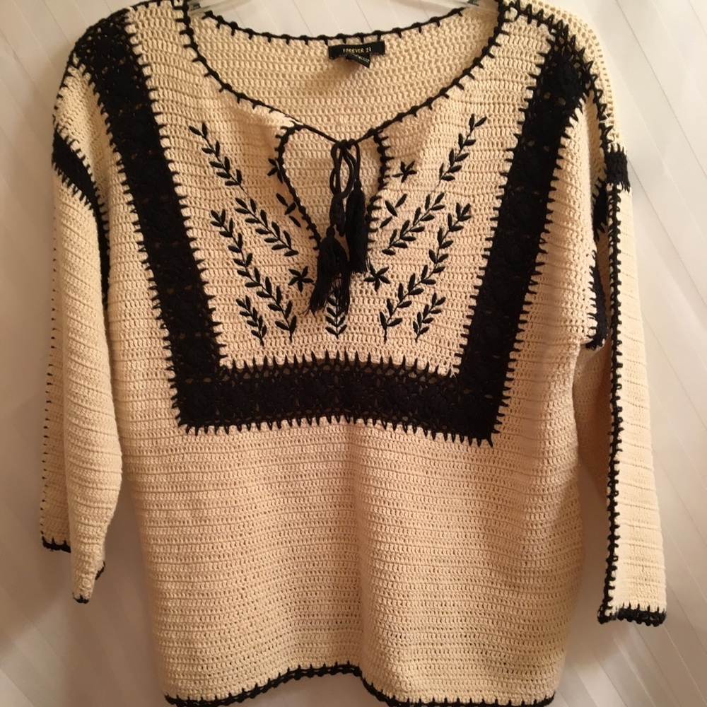 Forever 21 Embroidered Knit Sweater